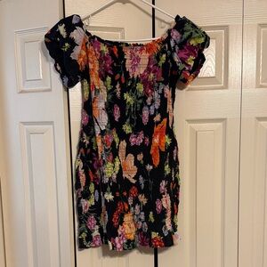Floral Black Women's smocked dress